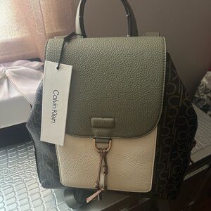 Calvin Klein Two-Tone Green and Cream Backpack